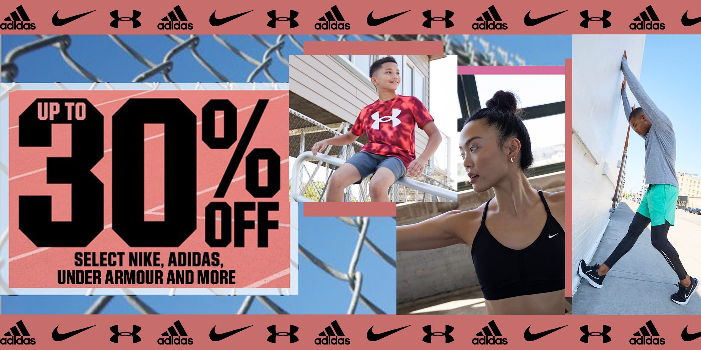Up to 30% off. Select Nike, adidas, Under Armour, and more.