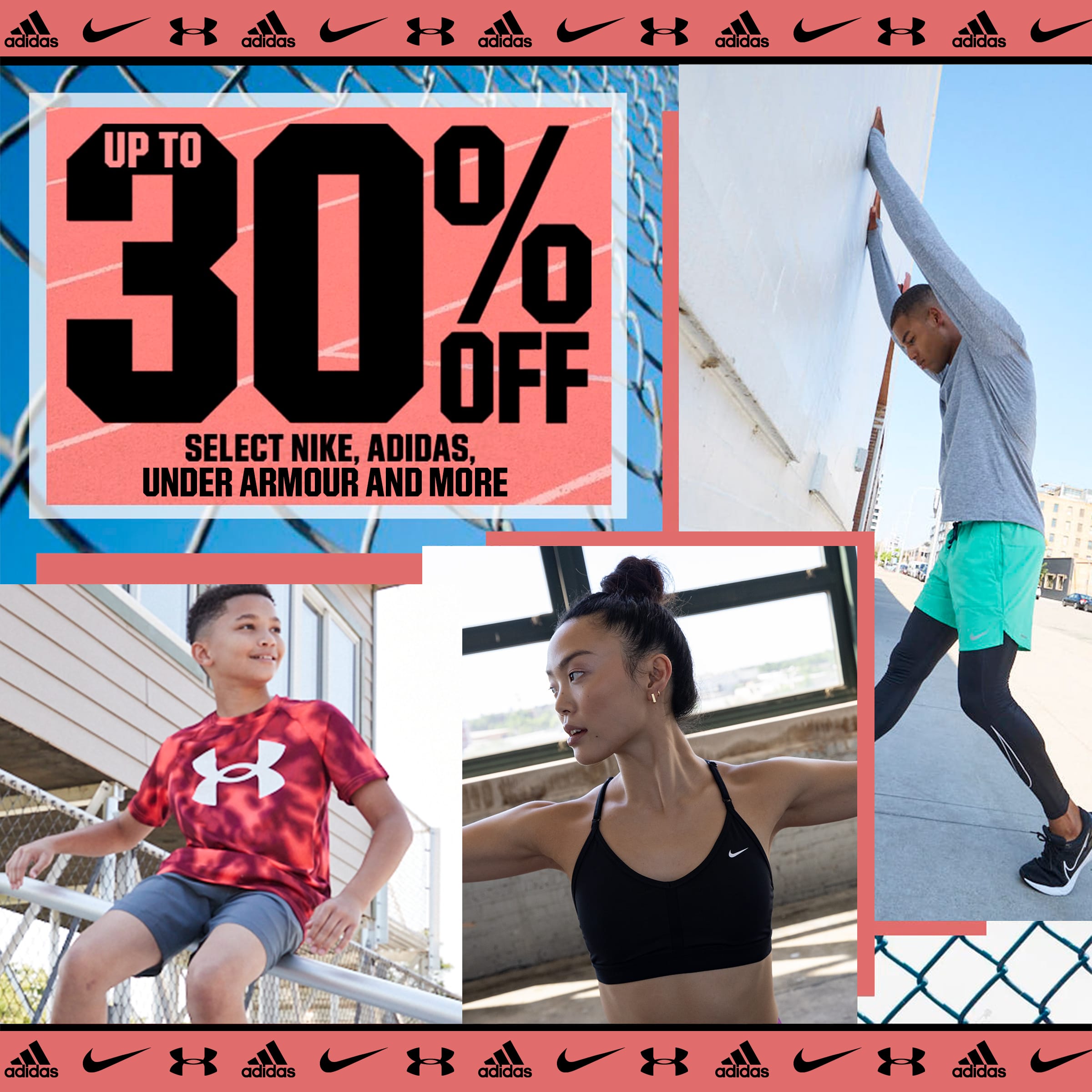Up to 30% off select Nike, adidas, Under Armour and more.