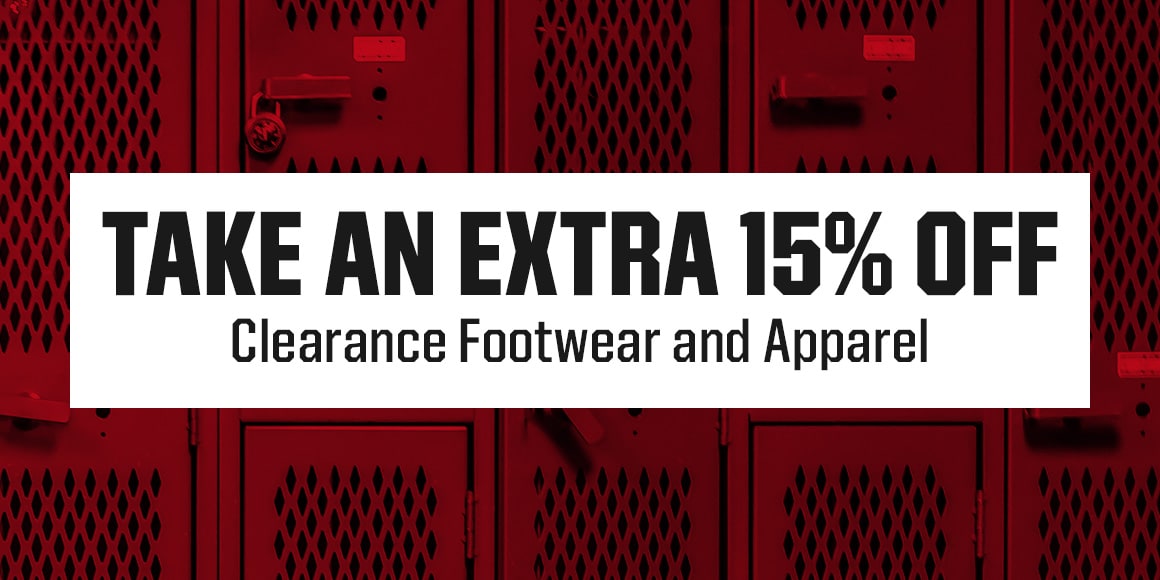 Take an extra 15% off clearance footwear and apparel.