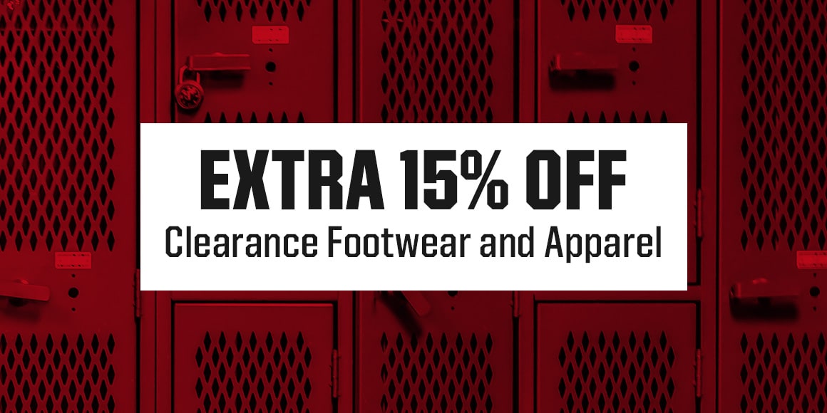 Extra 15% off clearance footwear and apparel.