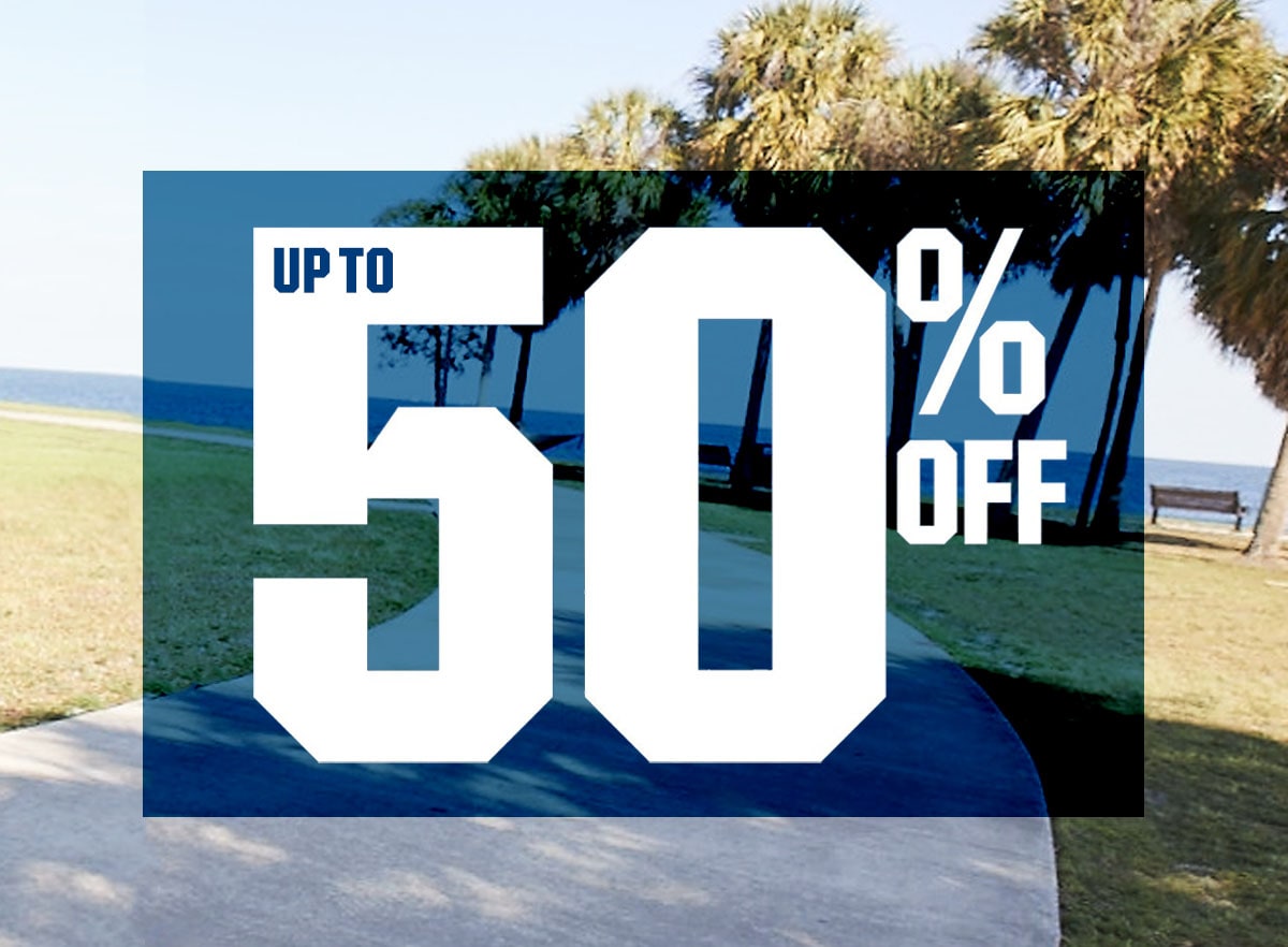 Up to 50% off.