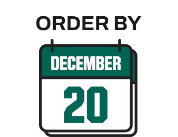 Order by December 20. ORDERBY 12H3 20 