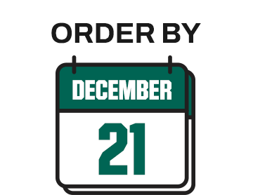Order by December 21. ORDERBY 12H3 21 