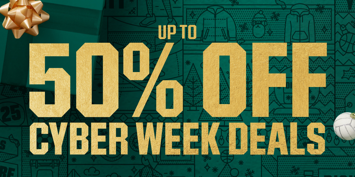 Up to 50% off cyber week deals.