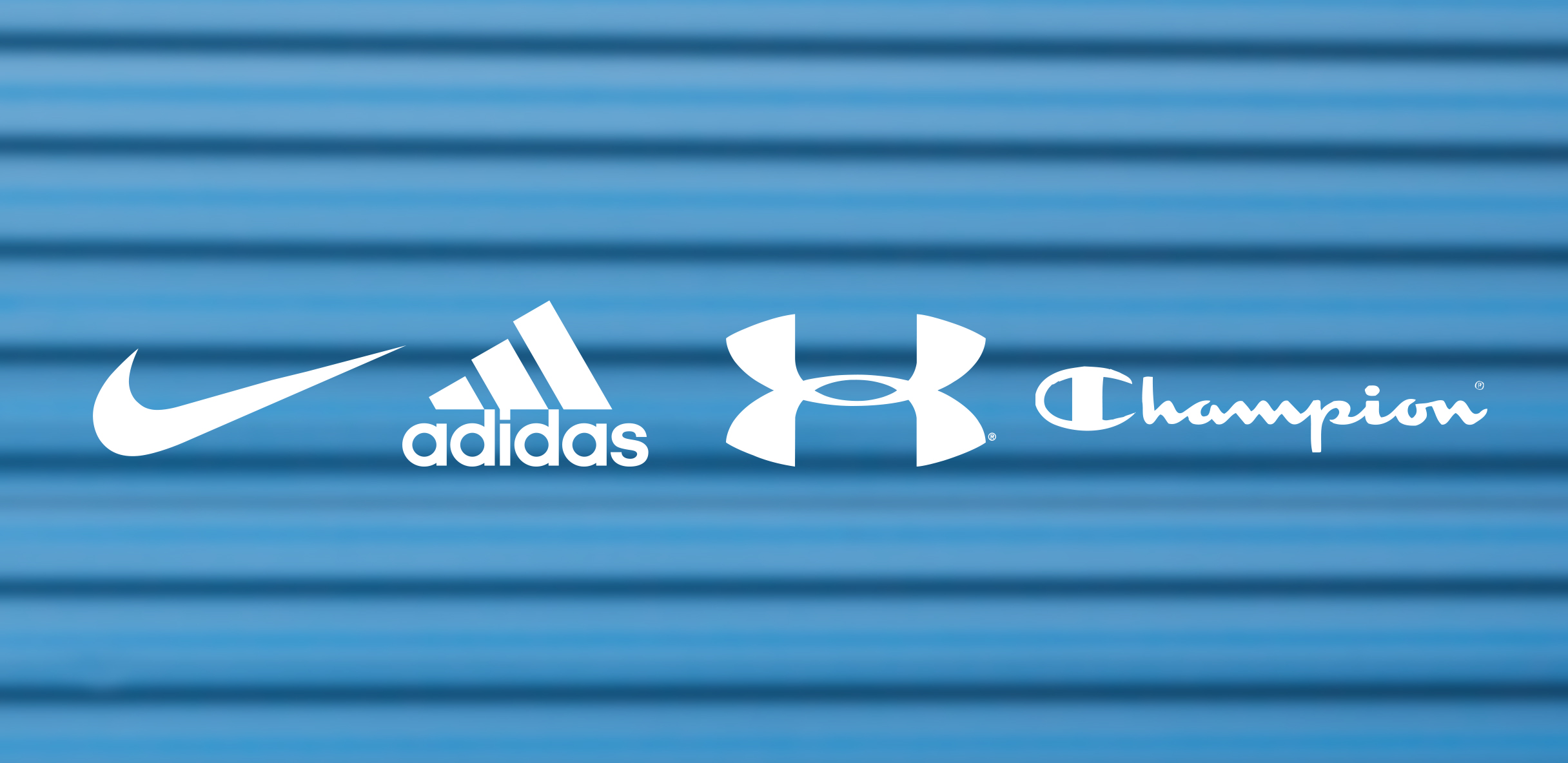 Nike, adidas, Under Armour, Champion. 