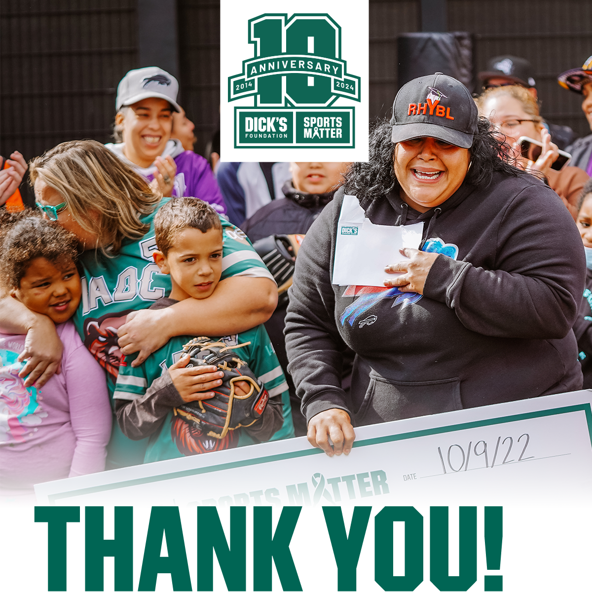  10th anniversary. Dick's Foundation. Sports Matter. Thank you!