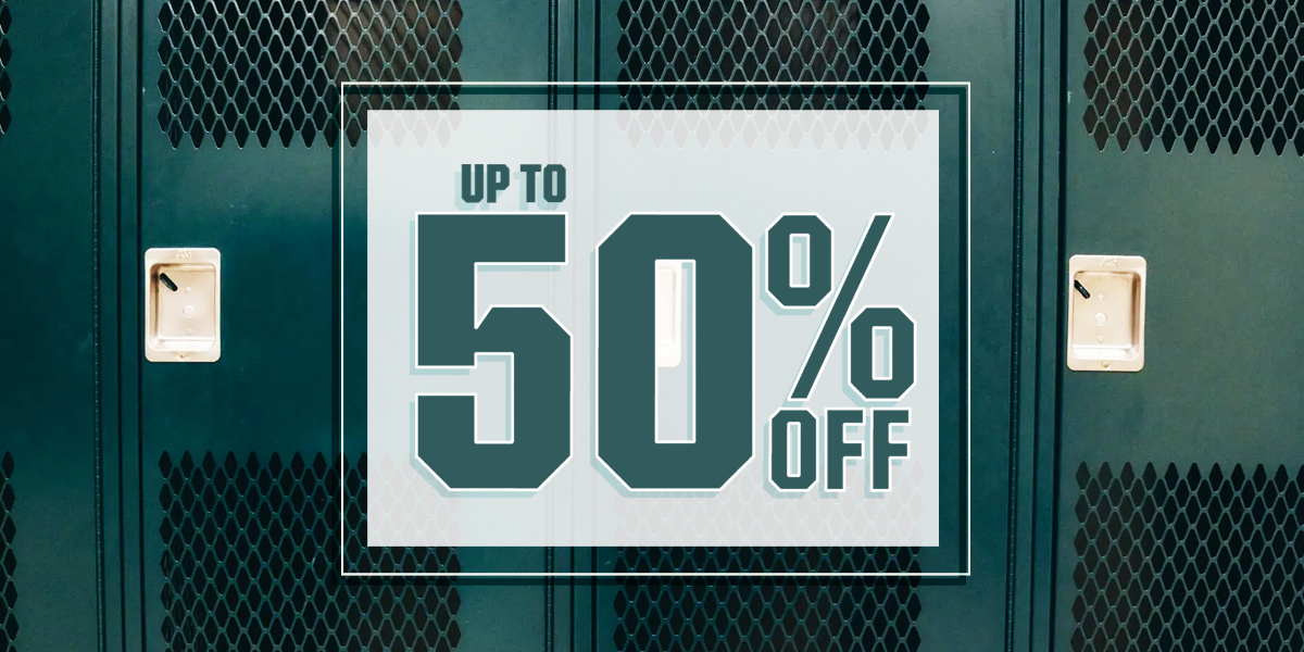  Up to 50% off.