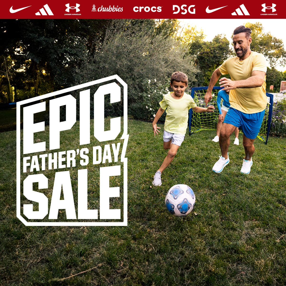  Nike. adidas. under armor. chubbies. crocs. dsg. Epic father's day sale.