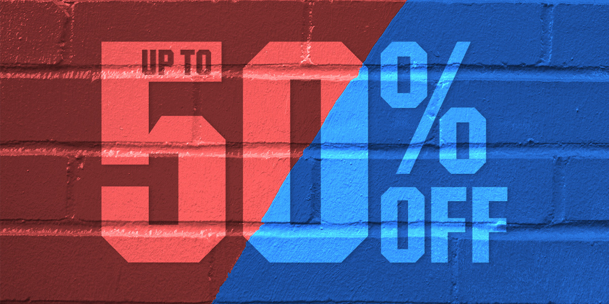  Up to 50% off.