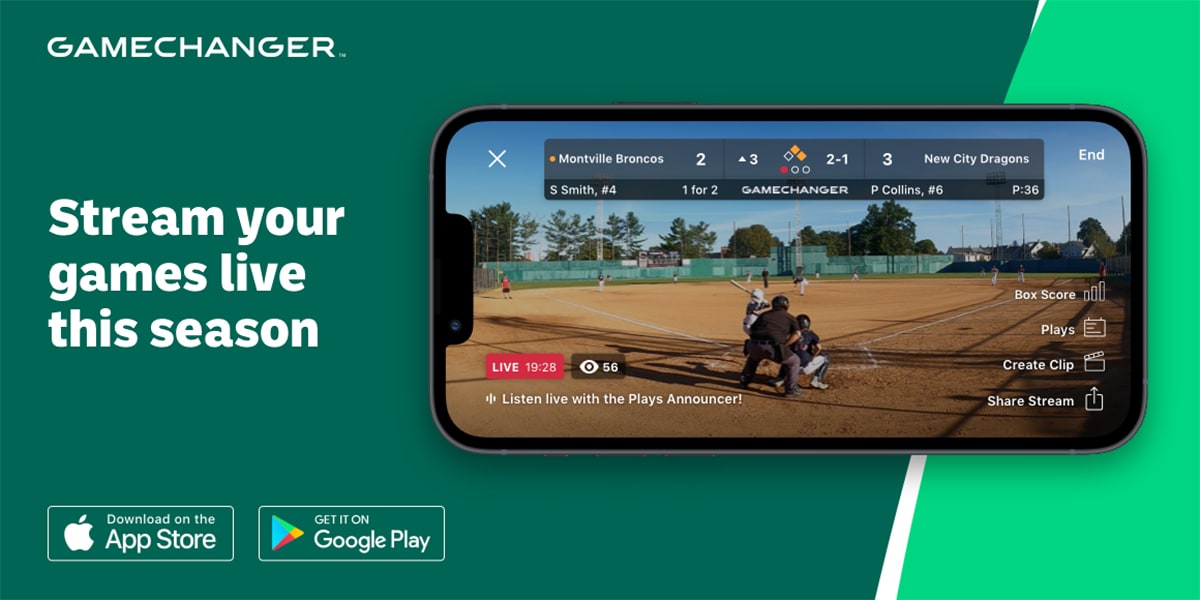  GameChanger. Stream your games live this season. Download on the App Store. Get it on Google Play.