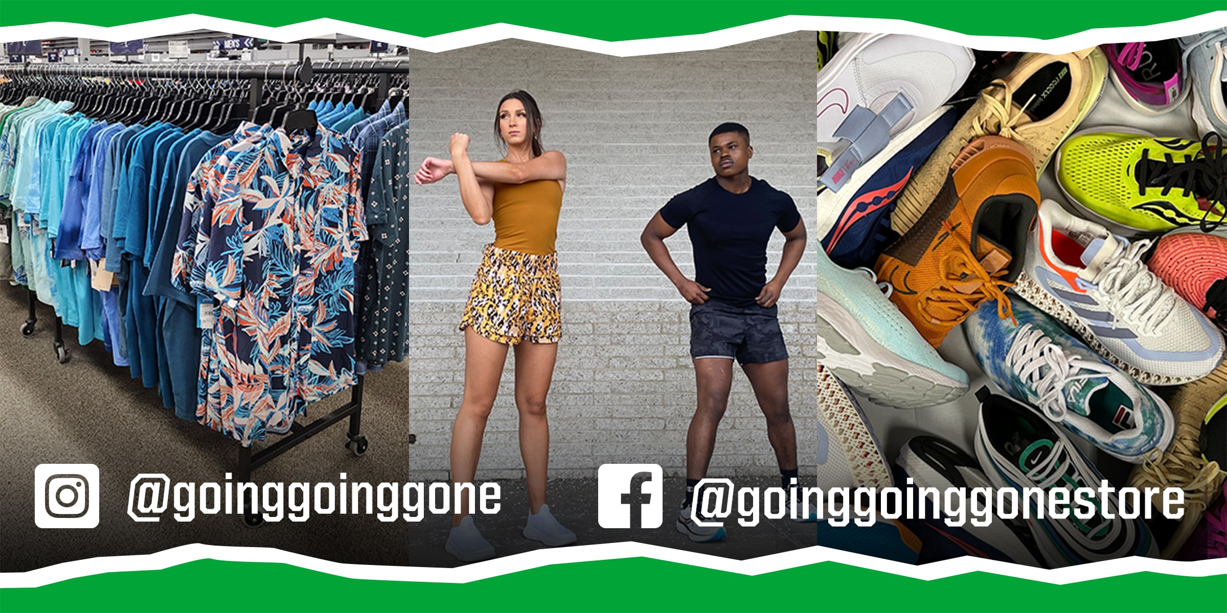 Instagram Icon @goinggoinggone Facebook icon @goinggoinggonestore.