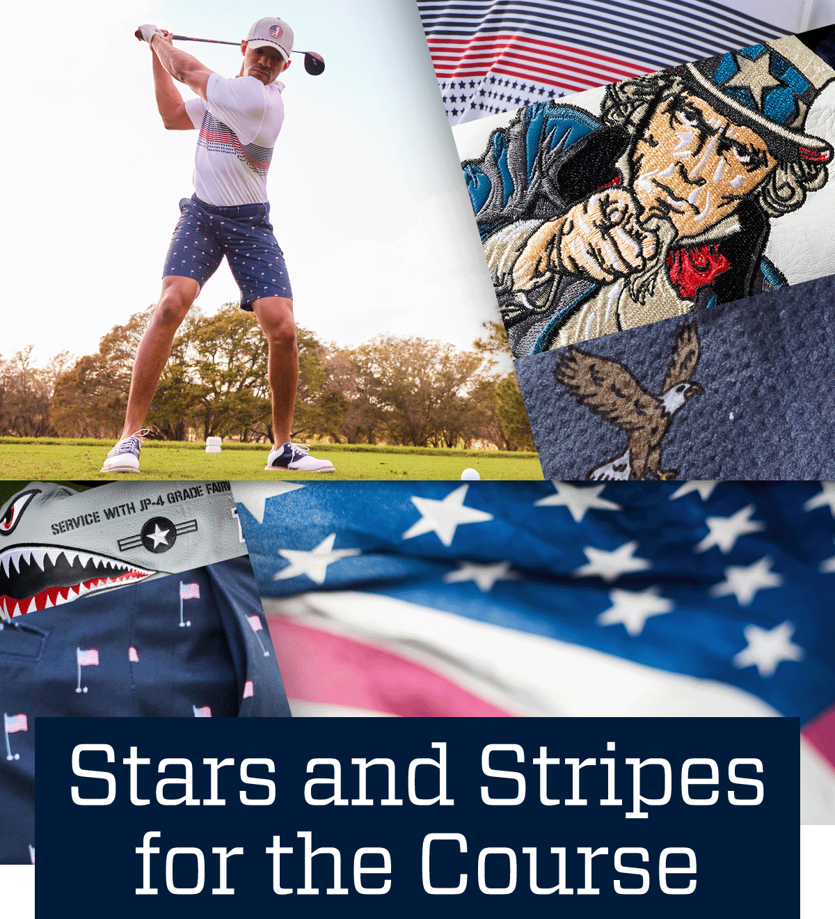  Stars and stripes for the course.