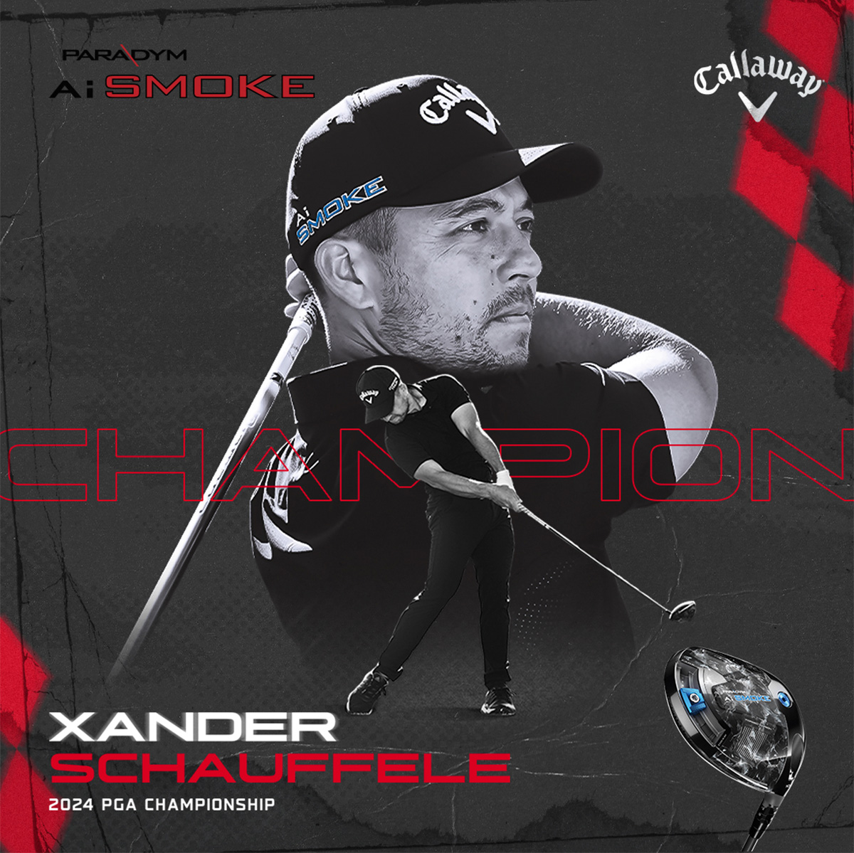  Champion. Xander Schauffele, 2024 PGA Championship. Callaway Paradym AI Smoke.