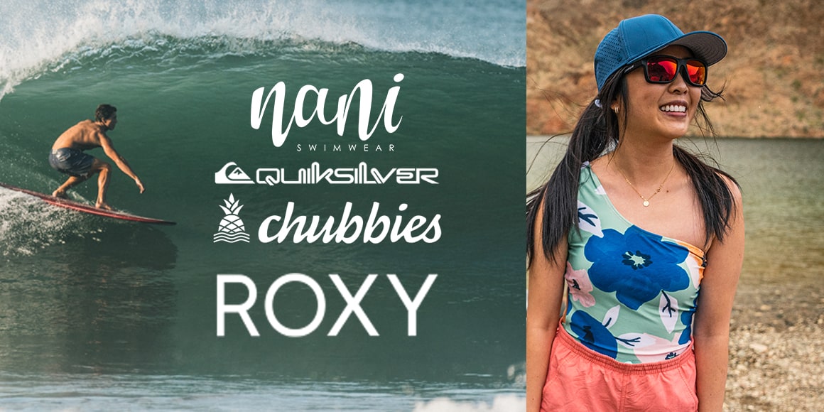 Nani swimwear. Quiksilver. Chubbies. Roxy.